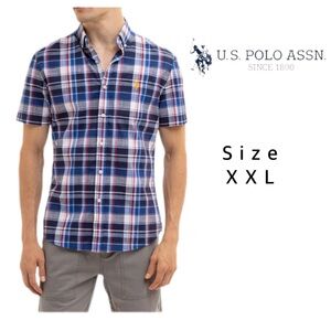 U.S. Polo Assn. Men’s Plaid Short Sleeve Button Down Shirt Size 2XL